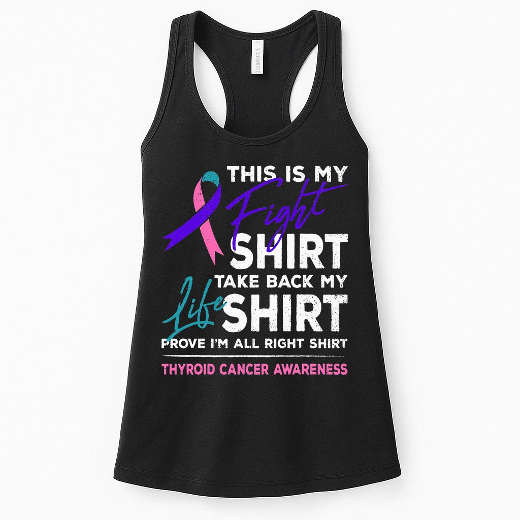 This Is My Fight Thyroid Cancer Awareness Ribbon Gift Womens Tank Top