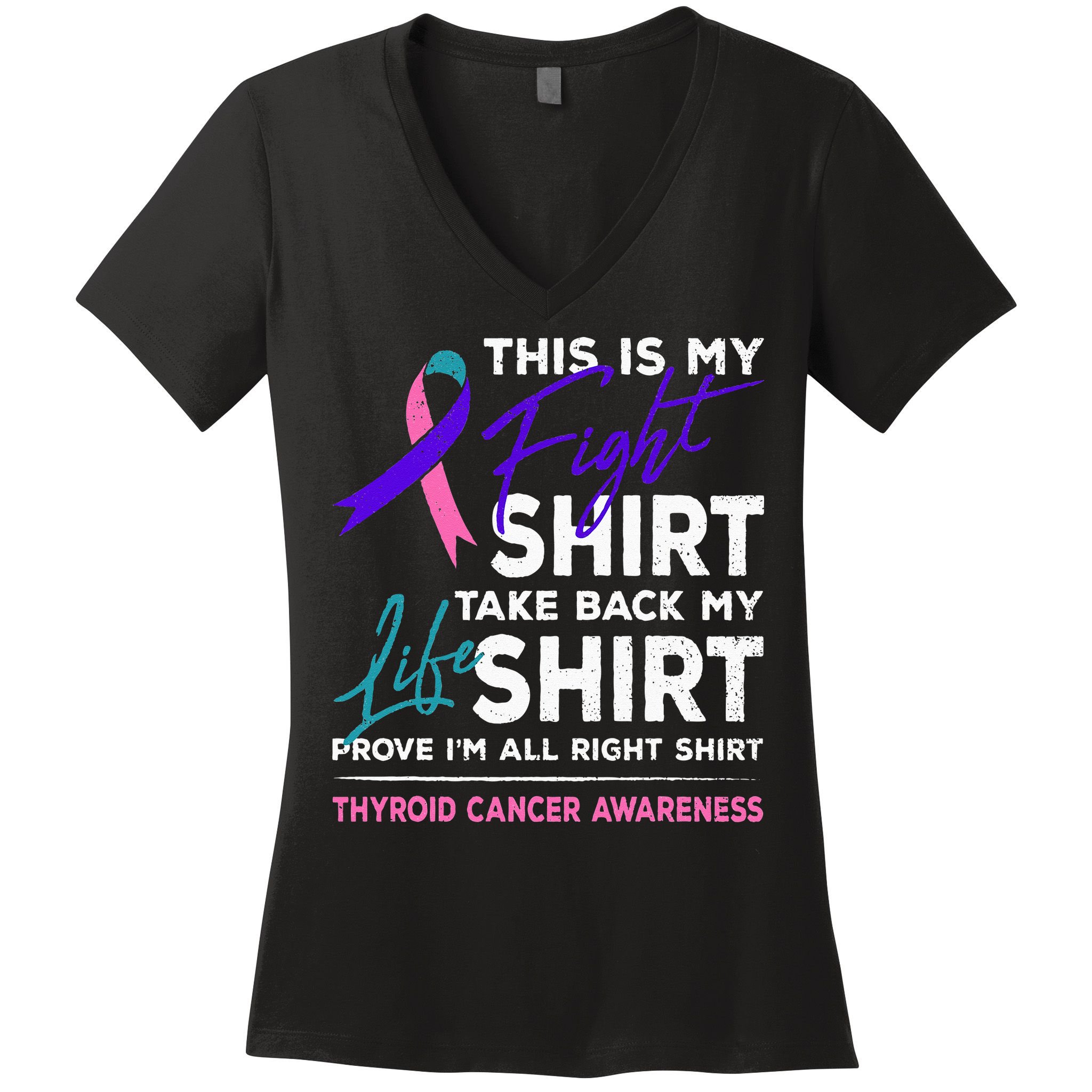This Is My Fight Thyroid Cancer Awareness Ribbon Gift Women's V-Neck T-Shirt