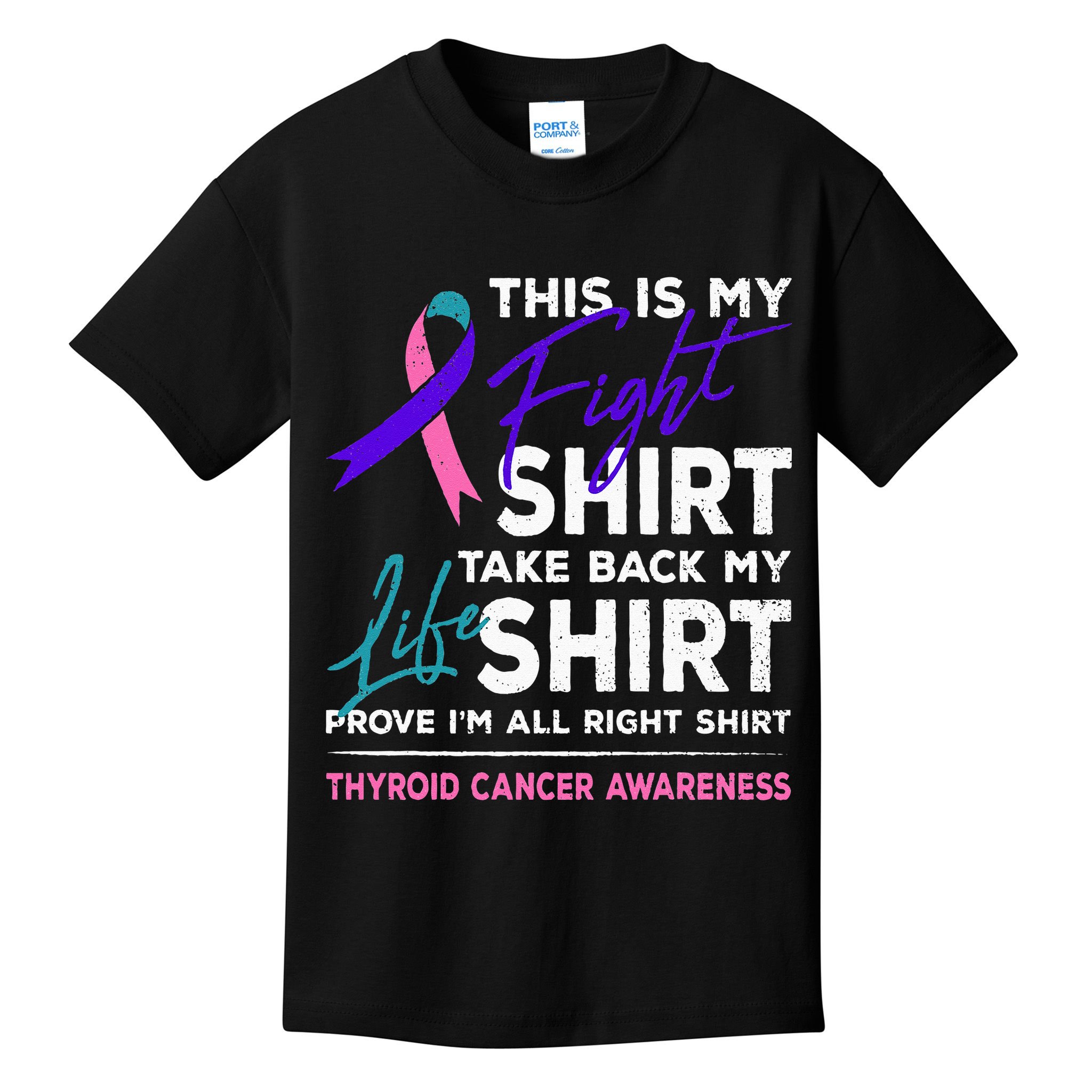 This Is My Fight Thyroid Cancer Awareness Ribbon Gift Kids T-Shirt