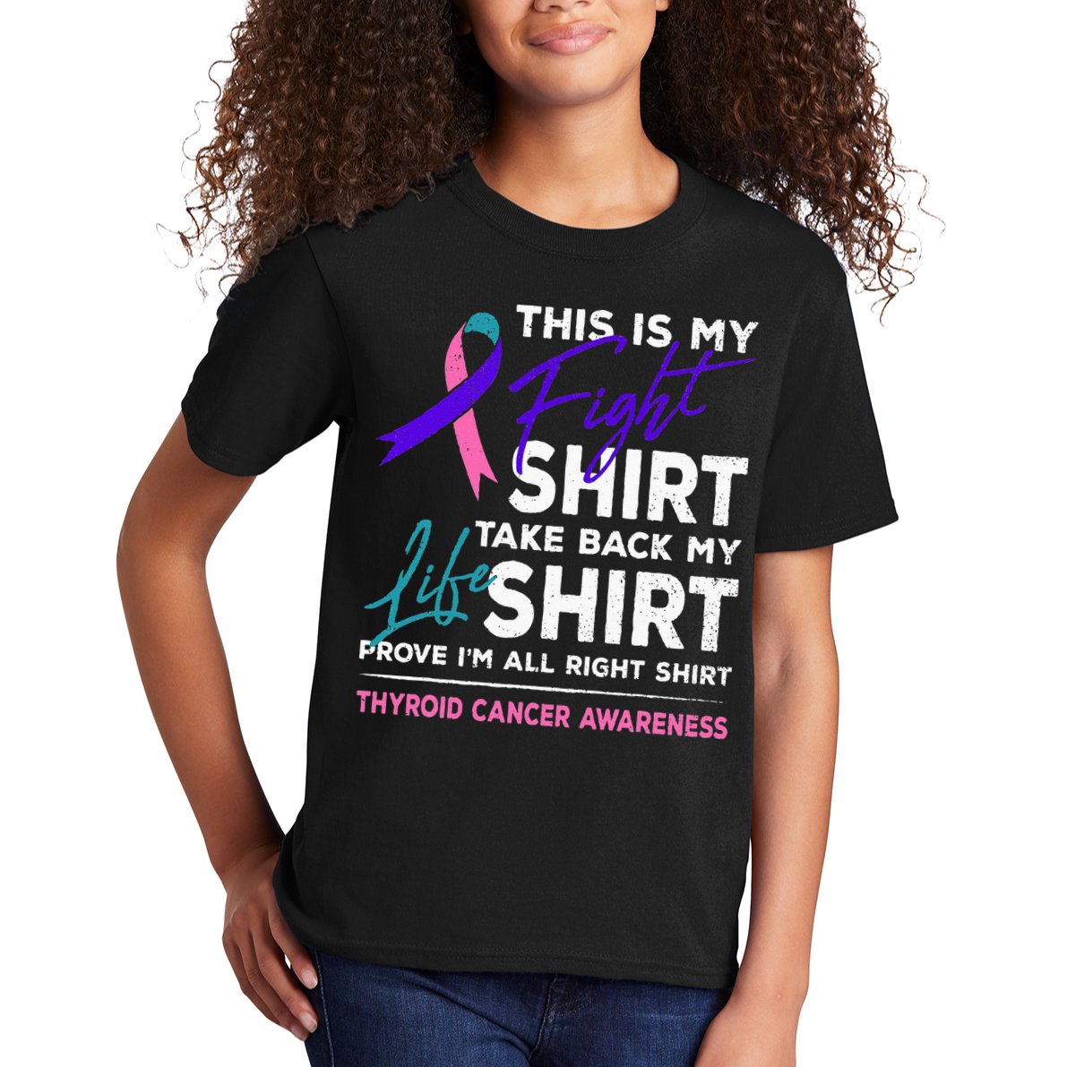 This Is My Fight Thyroid Cancer Awareness Ribbon Gift Kids T-Shirt