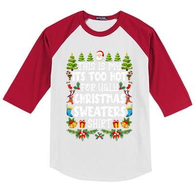 This Is My Its Too Hot For Ugly Christmas Sweaters Shirt Kids Colorblock Raglan Jersey