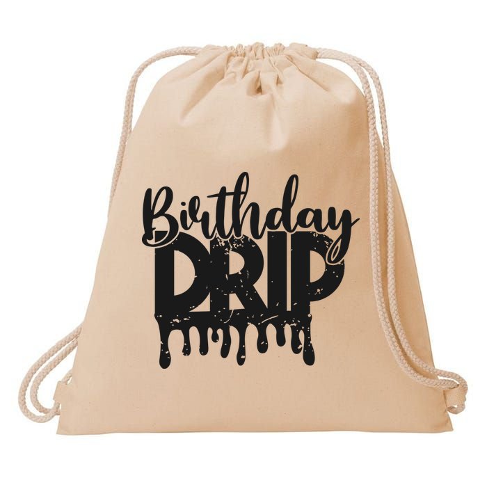 This Is My Birthday Drip Drawstring Bag