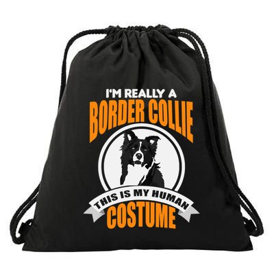 This Is My Human Costume Im Really a Border Collie Christmas Drawstring Bag