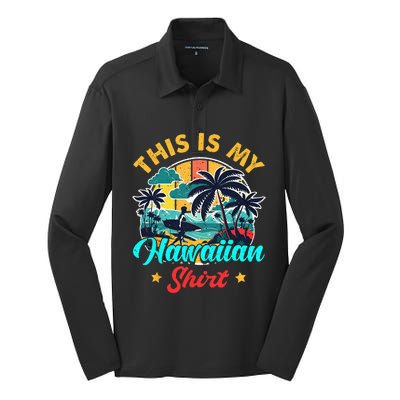 This Is My Hawaiian Beach Vacation Surf Surfing Palm Tree Silk Touch Performance Long Sleeve Polo