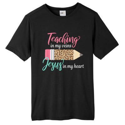 Teaching In My Veins Jesus In My Heart Christian Teacher Tall Fusion ChromaSoft Performance T-Shirt