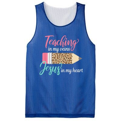 Teaching In My Veins Jesus In My Heart Christian Teacher Mesh Reversible Basketball Jersey Tank