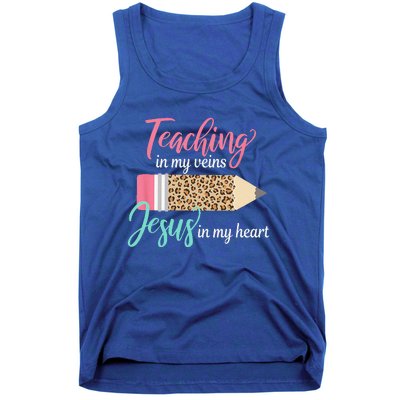 Teaching In My Veins Jesus In My Heart Christian Teacher Tank Top