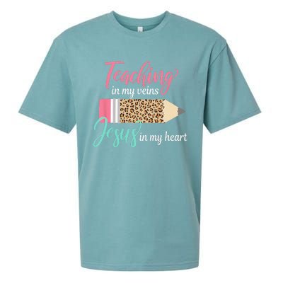 Teaching In My Veins Jesus In My Heart Christian Teacher Sueded Cloud Jersey T-Shirt