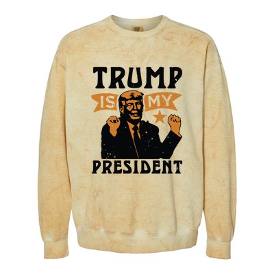 Trump Is My President Colorblast Crewneck Sweatshirt