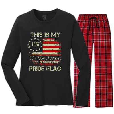 This Is My Pride Flag Usa American Women's Long Sleeve Flannel Pajama Set 