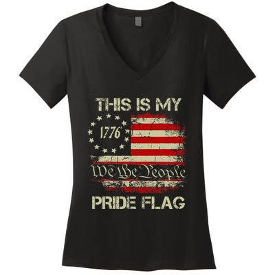 This Is My Pride Flag Usa American Women's V-Neck T-Shirt
