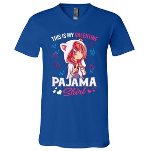 This Is My Anime Valentine Pajama Gift Anime Lover Funny Gift Meaningful Gift V-Neck T-Shirt