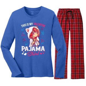 This Is My Anime Valentine Pajama Gift Anime Lover Funny Gift Meaningful Gift Women's Long Sleeve Flannel Pajama Set 