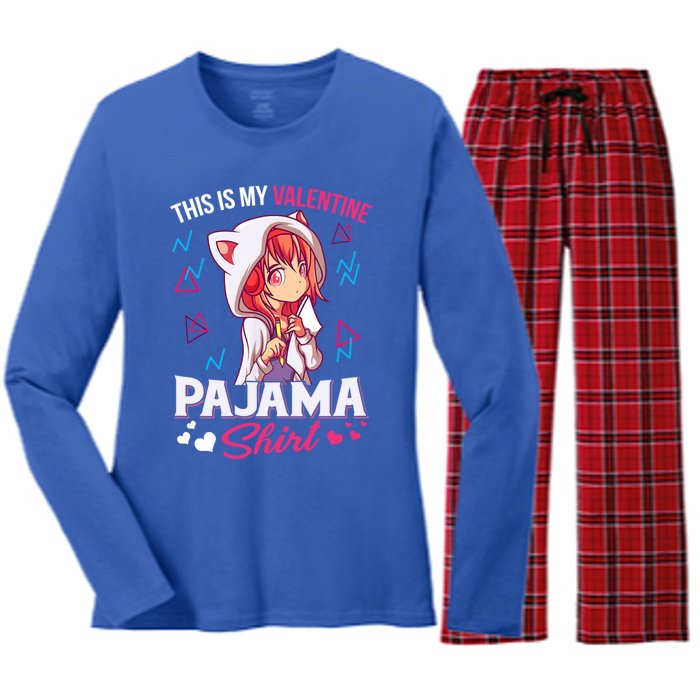 This Is My Anime Valentine Pajama Gift Anime Lover Funny Gift Meaningful Gift Women's Long Sleeve Flannel Pajama Set 