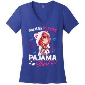 This Is My Anime Valentine Pajama Gift Anime Lover Funny Gift Meaningful Gift Women's V-Neck T-Shirt