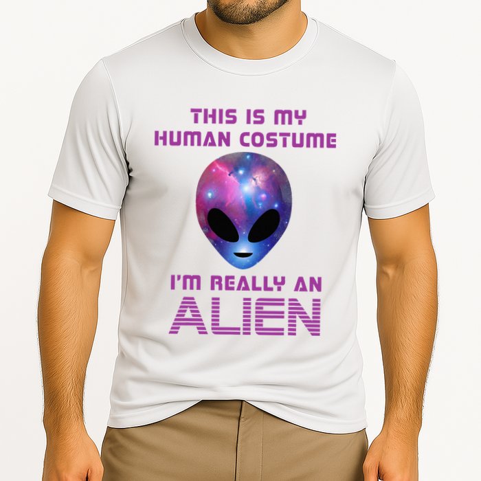 This Is My Human Costume Im Really An Alien Cooling Performance Crew T-Shirt