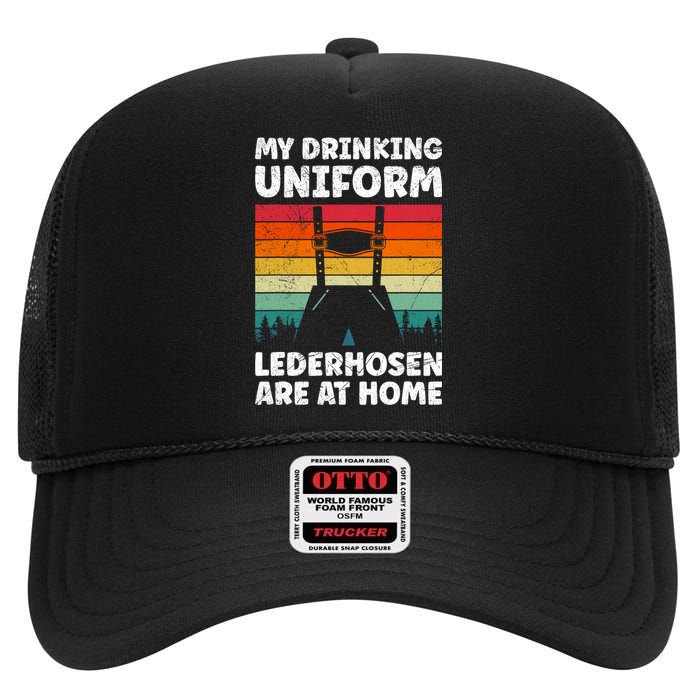 This Is My Drinking Uniform Beer Drinker Lederhosen Gift German Traditional High Crown Mesh Back Trucker Hat