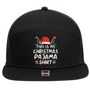 This Is My Christmas Pajama Funny Xmas Pjs 7 Panel Mesh Trucker Snapback Hat