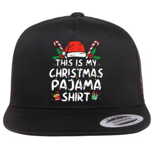 This Is My Christmas Pajama Funny Xmas Pjs Flat Bill Trucker Hat