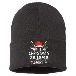 This Is My Christmas Pajama Funny Xmas Pjs Sustainable Knit Beanie