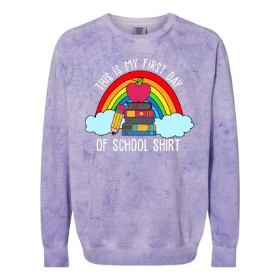 This Is My First Day Of School Colorblast Crewneck Sweatshirt