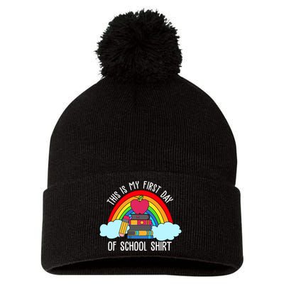 This Is My First Day Of School Pom Pom 12in Knit Beanie