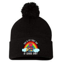This Is My First Day Of School Pom Pom 12in Knit Beanie