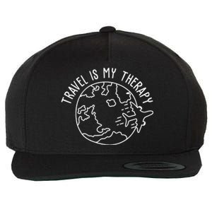 Travel Is My Therapy World Traveler Traveling Lover Wool Snapback Cap