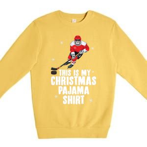 This Is My Christmas Pajama Gift Funny Ice Hockey Santa Gift Premium Crewneck Sweatshirt