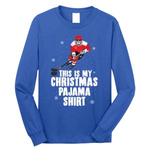 This Is My Christmas Pajama Gift Funny Ice Hockey Santa Gift Long Sleeve Shirt