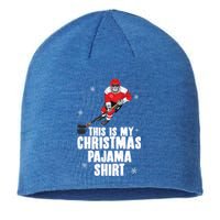 This Is My Christmas Pajama Gift Funny Ice Hockey Santa Gift Sustainable Beanie