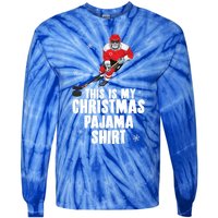 This Is My Christmas Pajama Gift Funny Ice Hockey Santa Gift Tie-Dye Long Sleeve Shirt