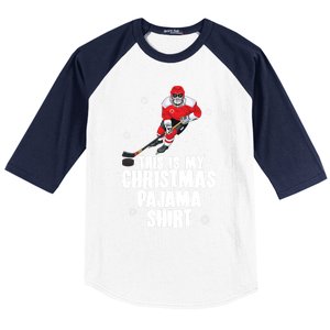 This Is My Christmas Pajama Gift Funny Ice Hockey Santa Gift Baseball Sleeve Shirt