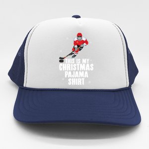 This Is My Christmas Pajama Gift Funny Ice Hockey Santa Gift Trucker Hat