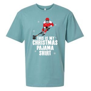 This Is My Christmas Pajama Gift Funny Ice Hockey Santa Gift Sueded Cloud Jersey T-Shirt