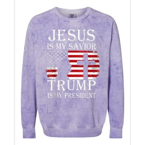 Trump Is My President American Flag Great Gift Colorblast Crewneck Sweatshirt