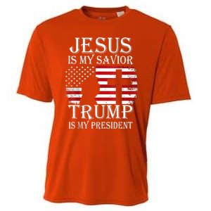 Trump Is My President American Flag Great Gift Cooling Performance Crew T-Shirt