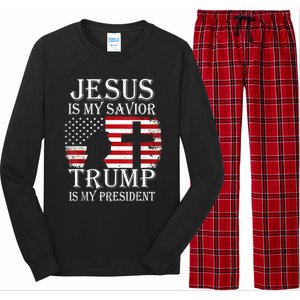 Trump Is My President American Flag Great Gift Long Sleeve Pajama Set