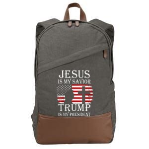 Trump Is My President American Flag Great Gift Cotton Canvas Backpack