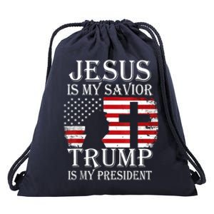 Trump Is My President American Flag Great Gift Drawstring Bag