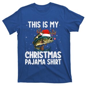 This Is My Christmas Pajama Santa Hat Bass Fish Fishing Xmas Swea T-Shirt