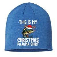 This Is My Christmas Pajama Santa Hat Bass Fish Fishing Xmas Swea Sustainable Beanie