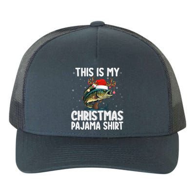 This Is My Christmas Pajama Santa Hat Bass Fish Fishing Xmas Swea Yupoong Adult 5-Panel Trucker Hat