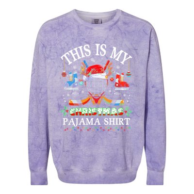 This Is My Christmas Pajama For Hockey Lover Cool Gift Colorblast Crewneck Sweatshirt