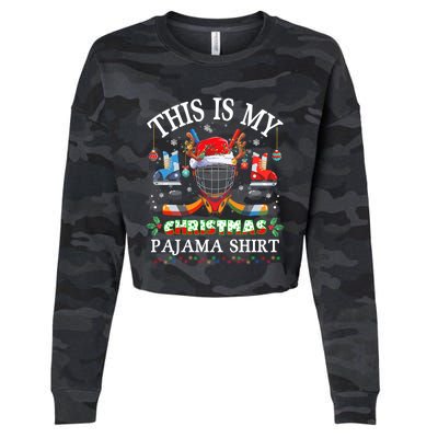 This Is My Christmas Pajama For Hockey Lover Cool Gift Cropped Pullover Crew