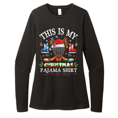 This Is My Christmas Pajama For Hockey Lover Cool Gift Womens CVC Long Sleeve Shirt