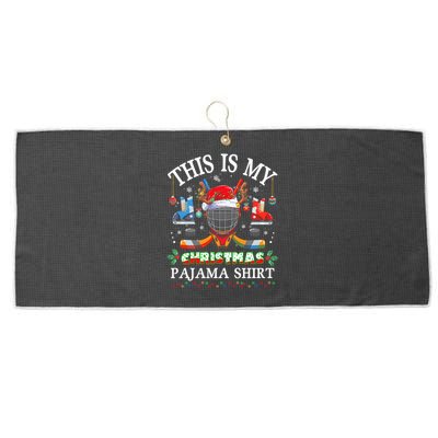 This Is My Christmas Pajama For Hockey Lover Cool Gift Large Microfiber Waffle Golf Towel