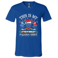 This Is My Christmas Pajama For Hockey Lover Cool Gift V-Neck T-Shirt