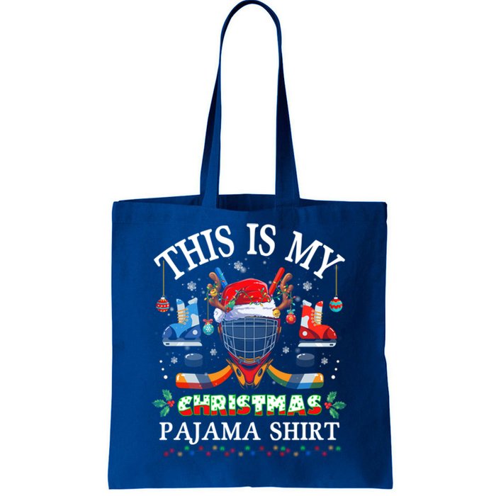 This Is My Christmas Pajama For Hockey Lover Cool Gift Tote Bag