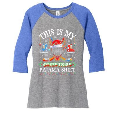 This Is My Christmas Pajama For Hockey Lover Cool Gift Women's Tri-Blend 3/4-Sleeve Raglan Shirt